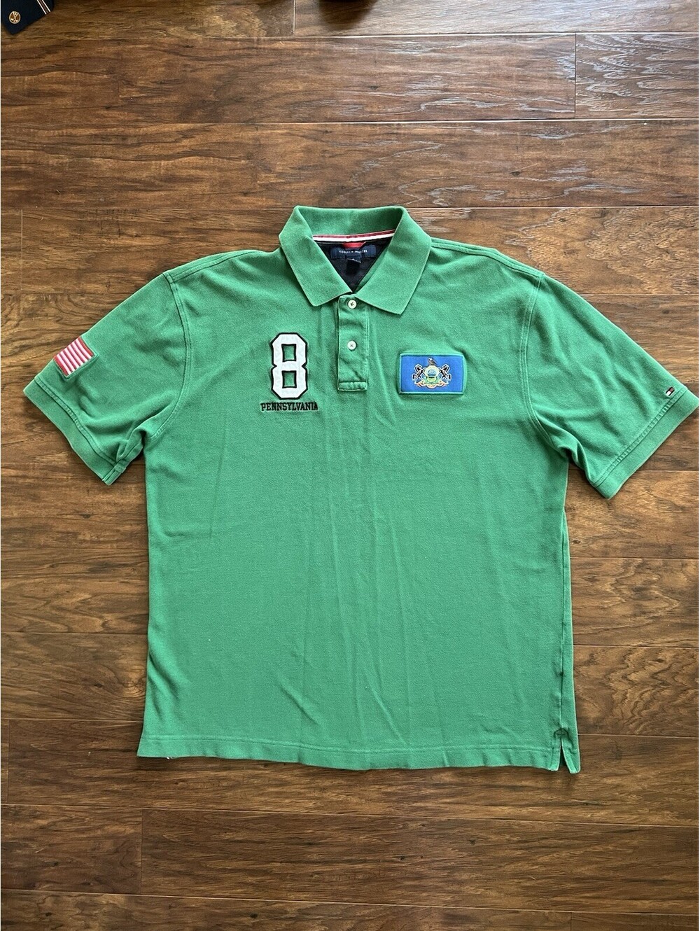 Tommy Hilfiger Polo Pennsylvania USA Men’s Size XL Green Embroidered Rugby Shirt